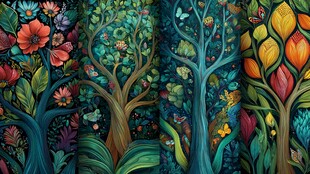 梦幻森林花卉插画艺术