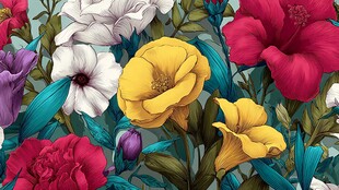 缤纷花卉图案 色彩绚丽