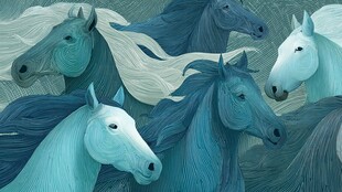 群马奔腾的梦幻艺术图景