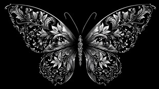 银花纹蝴蝶图案设计