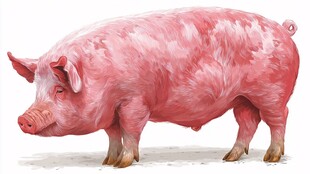 粉色肥猪插画