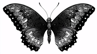 黑白蝴蝶 精致花纹艺术图案