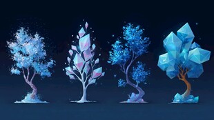 梦幻冰晶树插画展示