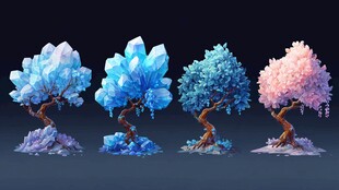 梦幻多彩水晶树造型展示