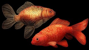 双金鱼图 红金交映显灵动