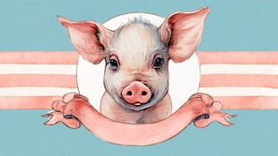 可爱小猪插画 温馨氛围