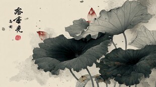 水墨荷花图