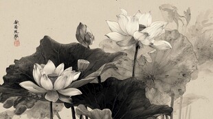 水墨荷花图