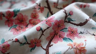 中式花卉印花布料纹理