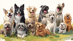 多样萌犬齐聚草地