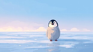 冰原上的孤单小企鹅