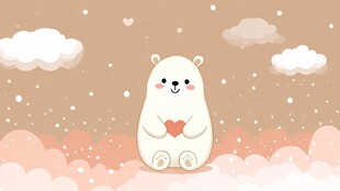 怀抱爱心的云端小熊