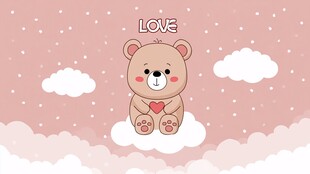 小熊坐云端 爱意萌动