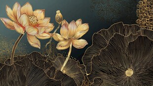 金色荷花图 古韵雅致风