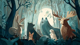 森林中的动物聚会