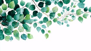 清新绿叶水彩画装饰素材