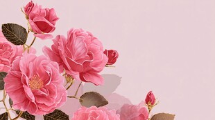 粉色娇艳玫瑰花卉特写