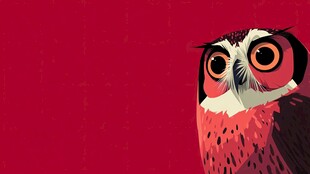 红色背景上的卡通猫头鹰