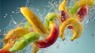 缤纷水果入水瞬间