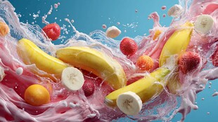 缤纷水果飞溅的活力瞬间