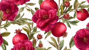石榴花卉图案
