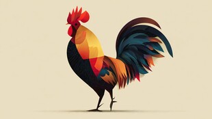 彩色立体风格公鸡插画