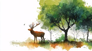 森林中伫立的壮美雄鹿