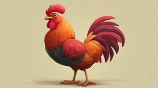 可爱卡通公鸡形象展示