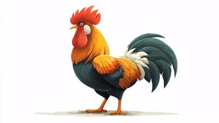 多彩公鸡插画