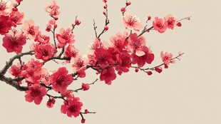 娇艳红梅绽放枝头