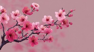 娇艳绽放的美丽粉色梅花