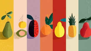 多彩水果排列插画