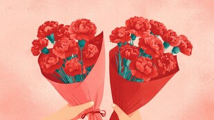 两束娇艳康乃馨待送出