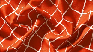 橙底白纹褶皱丝绸布料