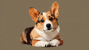 可爱趴卧三色柯基犬