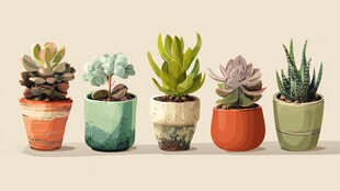 可爱多肉盆栽展示