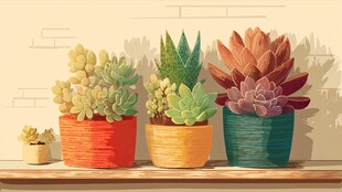 多彩盆栽装点温馨角落