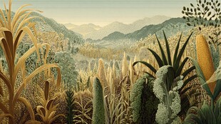 田园风光中的繁茂植物景观