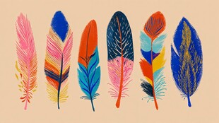 多彩手绘羽毛图案设计