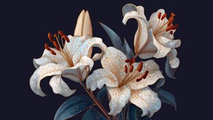 优雅白色百合花插画