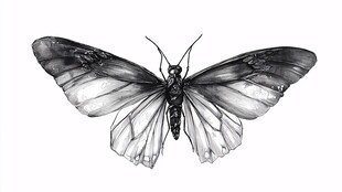 黑白手绘蝴蝶插画