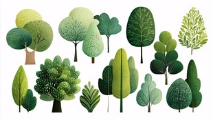 多样绿植插画集合