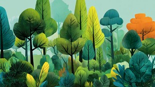 奇幻多彩森林景观