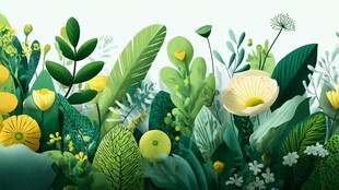 春日绿植花卉清新插画