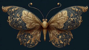 金色雕花蝴蝶 奢华艺术之美
