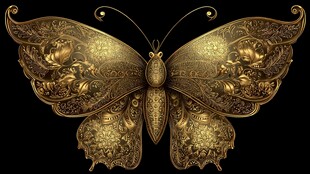 金色华丽雕花蝴蝶图案