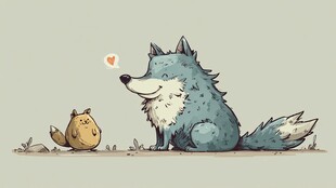 狼与小生物的温馨对视