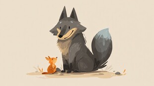 大狼与小狐的温馨同框