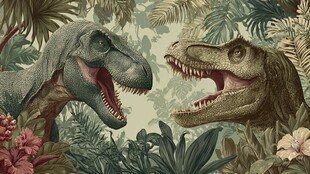 史前丛林中的恐龙对峙