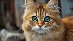 金棕长毛猫的灵动蓝眼睛